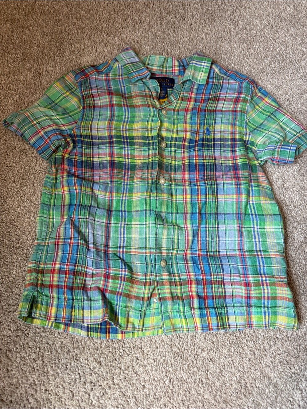 Polo by Ralph Lauren Green Multi-Color Plaid Short Sleeve Shirt